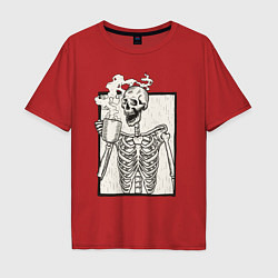 Мужская футболка оверсайз Skeleton morning