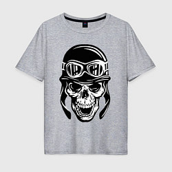 Мужская футболка оверсайз Skull biker helmet