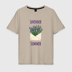 Мужская футболка оверсайз Lavender Summer - букет лаванды в конверте