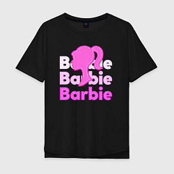 Футболка оверсайз мужская Логотип Барби объемный, цвет: черный