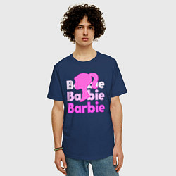 Футболка оверсайз мужская Логотип Барби объемный, цвет: тёмно-синий — фото 2