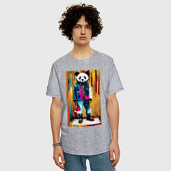 Футболка оверсайз мужская Funny panda - pop art, цвет: меланж — фото 2