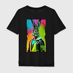 Мужская футболка оверсайз Модный зайчара - поп-арт - нейросеть