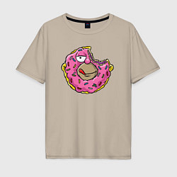 Футболка оверсайз мужская Гомер пончик, цвет: миндальный