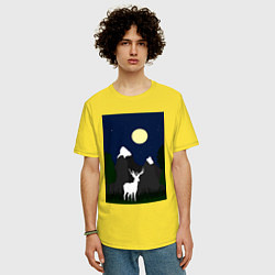 Футболка оверсайз мужская Олень под луной, цвет: желтый — фото 2