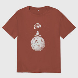Футболка оверсайз мужская Moon spaceman, цвет: кирпичный