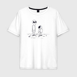Мужская футболка оверсайз Пришелец и космонавт
