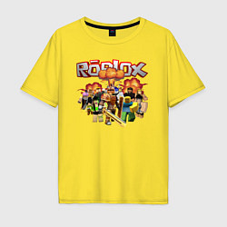 Мужская футболка оверсайз Роблокс на фоне взрыва roblox