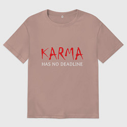 Футболка оверсайз мужская Karma has no deadline, цвет: пыльно-розовый