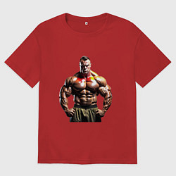 Футболка оверсайз мужская Бодибилдер руки в боки, цвет: красный