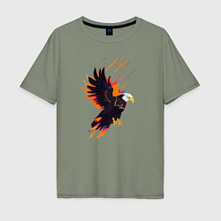 Футболка оверсайз мужская Орел парящая птица абстракция, цвет: авокадо