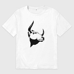 Футболка оверсайз мужская Голова быка, цвет: белый