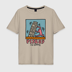 Мужская футболка оверсайз Поп арт Кит Харинг - Пизанская башня