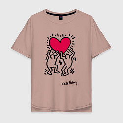 Мужская футболка оверсайз Человечки с сердцем - поп арт Кит Харинг
