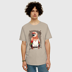 Футболка оверсайз мужская Попугай какаду, цвет: миндальный — фото 2