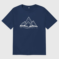 Футболка оверсайз мужская Лес и горы, цвет: тёмно-синий