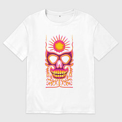 Мужская футболка оверсайз Яркая черепушка с солнцем