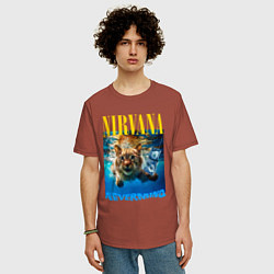 Футболка оверсайз мужская Кот Нирвана, цвет: кирпичный — фото 2