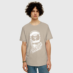 Футболка оверсайз мужская Космос-Уникальный советский леттеринг на тему косм, цвет: миндальный — фото 2