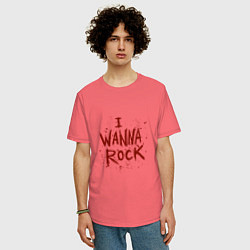 Футболка оверсайз мужская I Wanna Rock - Я хочу зажигать, цвет: коралловый — фото 2