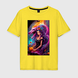 Мужская футболка оверсайз Witch and dragon - fantasy