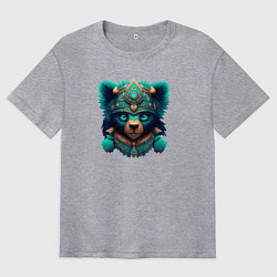 Мужская футболка оверсайз Мишка индеец