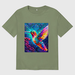 Мужская футболка оверсайз Колибри собирает нектар