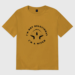 Футболка оверсайз мужская Надпись Я ведьма, цвет: горчичный