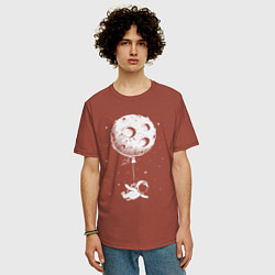 Футболка оверсайз мужская Moon balloon, цвет: кирпичный — фото 2