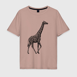 Мужская футболка оверсайз Жираф гуляет