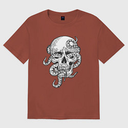 Футболка оверсайз мужская Skull octopus, цвет: кирпичный