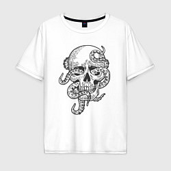 Футболка оверсайз мужская Skull octopus, цвет: белый