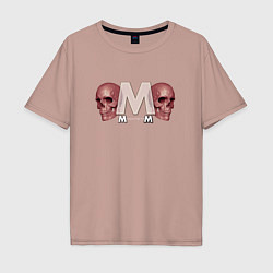 Футболка оверсайз мужская Depeche Mode - Skulls Memento Mori, цвет: пыльно-розовый