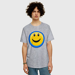 Футболка оверсайз мужская Смайлик улыбающийся эмодзи, цвет: меланж — фото 2