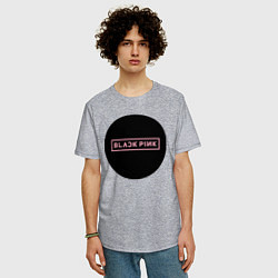 Футболка оверсайз мужская Black pink - logotype - group - South Korea, цвет: меланж — фото 2
