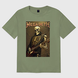 Футболка оверсайз мужская Megadeth - skeleton - heavy metal, цвет: авокадо