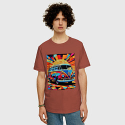 Футболка оверсайз мужская В машине на отдых, цвет: кирпичный — фото 2