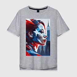 Мужская футболка оверсайз Девушка и Нью-Йорк - двойная экспозиция