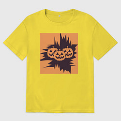 Футболка оверсайз мужская Halloween фонарь джек тыква, цвет: желтый