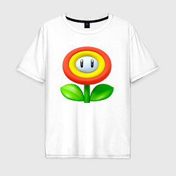 Футболка оверсайз мужская Цветок Марио, цвет: белый