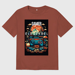 Футболка оверсайз мужская Геймер old school, цвет: кирпичный