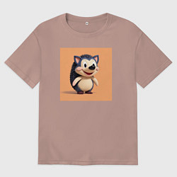 Футболка оверсайз мужская Милый улыбчивый ежик, цвет: пыльно-розовый