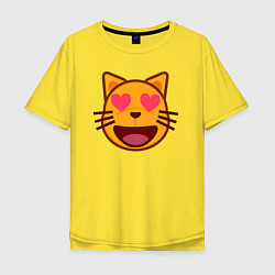 Футболка оверсайз мужская Оранжевый котик влюблён, цвет: желтый