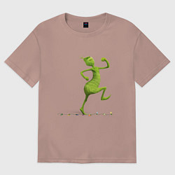 Футболка оверсайз мужская Веселый Гринч похититель Рождества, цвет: пыльно-розовый