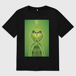 Футболка оверсайз мужская Коварный Гринч похититель Рождества, цвет: черный