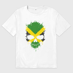 Футболка оверсайз мужская Ямайка череп, цвет: белый