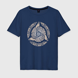 Мужская футболка оверсайз Вороны - скандинавский орнамент