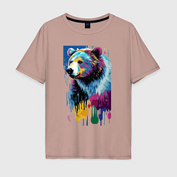 Футболка оверсайз мужская Color bear - painting - neural network, цвет: пыльно-розовый