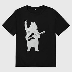 Футболка оверсайз мужская Мишутка рокер, цвет: черный