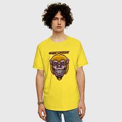Футболка оверсайз мужская Yellow crazy monkey, цвет: желтый — фото 2